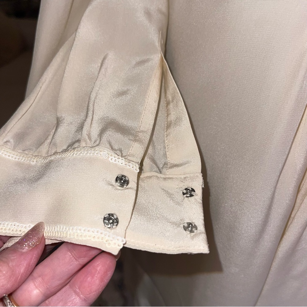 Tory Burch Ivory Embellished Silk Tunic Size 6 - Picture 7 of 16